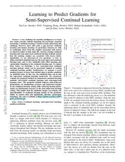 Learning to Predict Gradients for Semi-Supervised Continual Learning