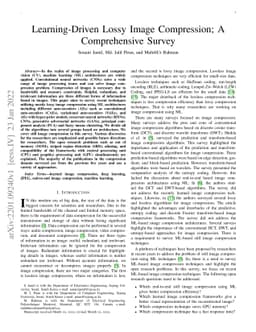 Learning-Driven Lossy Image Compression; A Comprehensive Survey