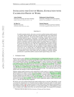 Increasing the Cost of Model Extraction with Calibrated Proof of Work