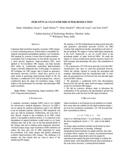 Perceptual cGAN for MRI Super-resolution