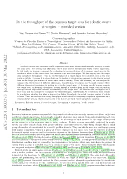 On the throughput of the common target area for robotic swarm strategies
  -- extended version