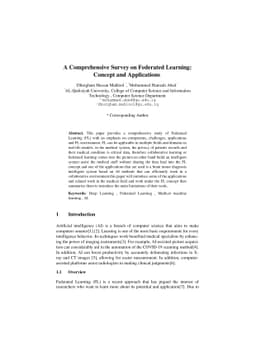 A Comprehensive Survey on Federated Learning: Concept and Applications