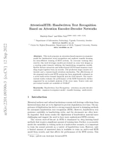 AttentionHTR: Handwritten Text Recognition Based on Attention
  Encoder-Decoder Networks
