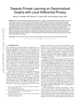 Towards Private Learning on Decentralized Graphs with Local Differential
  Privacy