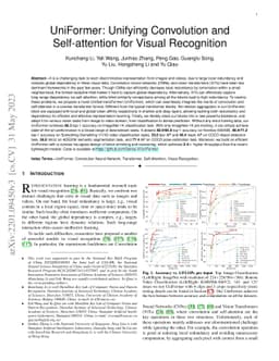 UniFormer: Unifying Convolution and Self-attention for Visual
  Recognition
