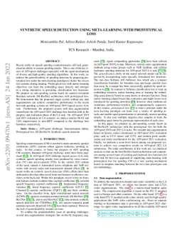 Synthetic speech detection using meta-learning with prototypical loss