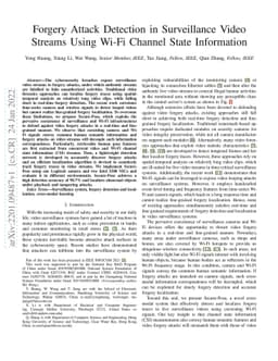 Forgery Attack Detection in Surveillance Video Streams Using Wi-Fi
  Channel State Information
