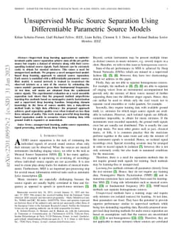Unsupervised Music Source Separation Using Differentiable Parametric
  Source Models