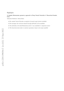 A singular Riemannian geometry approach to Deep Neural Networks I.
  Theoretical foundations