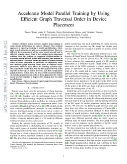 Accelerate Model Parallel Training by Using Efficient Graph Traversal
  Order in Device Placement