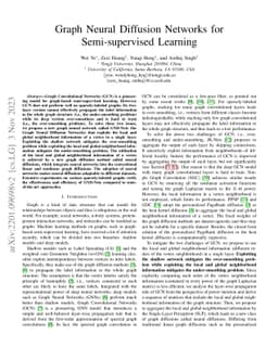 Graph Neural Diffusion Networks for Semi-supervised Learning