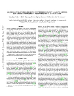 A Bayesian Permutation training deep representation learning method for
  speech enhancement with variational autoencoder