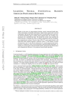 Learning Neural Contextual Bandits Through Perturbed Rewards