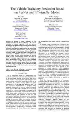 The Vehicle Trajectory Prediction Based on ResNet and EfficientNet Model