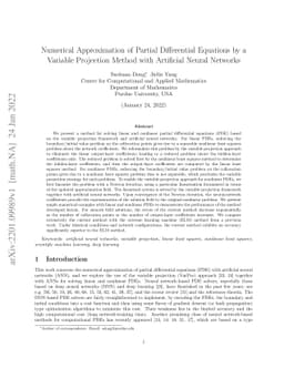 Numerical Approximation of Partial Differential Equations by a Variable
  Projection Method with Artificial Neural Networks