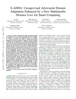 E-ADDA: Unsupervised Adversarial Domain Adaptation Enhanced by a New
  Mahalanobis Distance Loss for Smart Computing