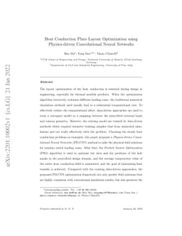 Heat Conduction Plate Layout Optimization using Physics-driven
  Convolutional Neural Networks