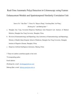 Real-time automatic polyp detection in colonoscopy using feature
  enhancement module and spatiotemporal similarity correlation unit