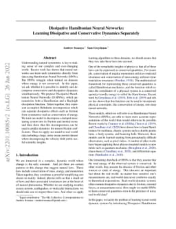 Dissipative Hamiltonian Neural Networks: Learning Dissipative and
  Conservative Dynamics Separately