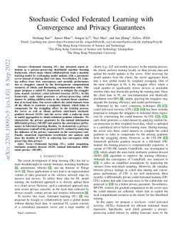 Stochastic Coded Federated Learning with Convergence and Privacy
  Guarantees