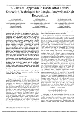 A Classical Approach to Handcrafted Feature Extraction Techniques for
  Bangla Handwritten Digit Recognition
