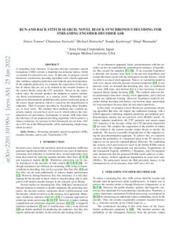 Run-and-back stitch search: novel block synchronous decoding for
  streaming encoder-decoder ASR
