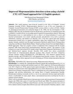 Improved Mispronunciation detection system using a hybrid CTC-ATT based
  approach for L2 English speakers