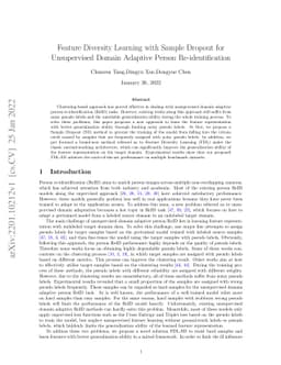 Feature Diversity Learning with Sample Dropout for Unsupervised Domain
  Adaptive Person Re-identification