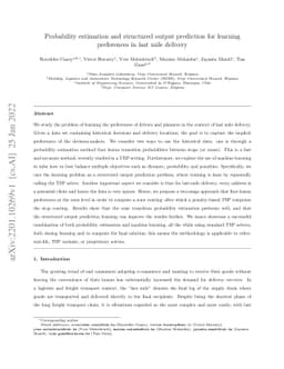 Probability estimation and structured output prediction for learning
  preferences in last mile delivery