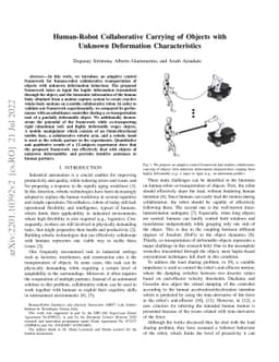 Human-Robot Collaborative Carrying of Objects with Unknown Deformation
  Characteristics