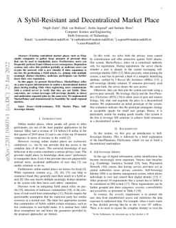 A Sybil-Resistant and Decentralized Market Place