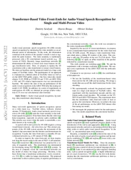 Transformer-Based Video Front-Ends for Audio-Visual Speech Recognition
  for Single and Multi-Person Video