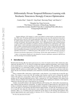 Differentially Private Temporal Difference Learning with Stochastic
  Nonconvex-Strongly-Concave Optimization
