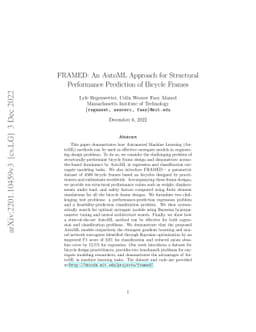 FRAMED: An AutoML Approach for Structural Performance Prediction of
  Bicycle Frames