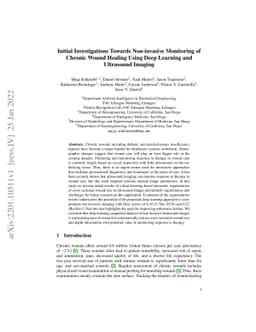 Initial Investigations Towards Non-invasive Monitoring of Chronic Wound
  Healing Using Deep Learning and Ultrasound Imaging