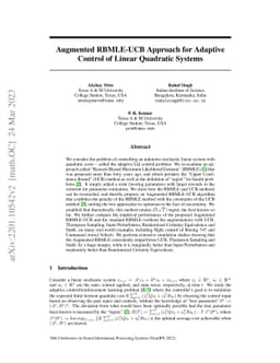 Augmented RBMLE-UCB Approach for Adaptive Control of Linear Quadratic
  Systems