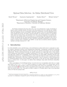 Optimal Data Selection: An Online Distributed View
