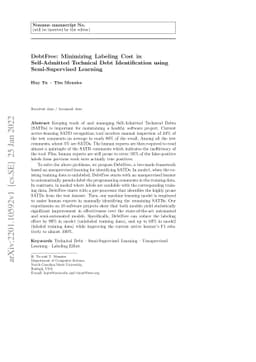 DebtFree: Minimizing Labeling Cost in Self-Admitted Technical Debt
  Identification using Semi-Supervised Learning