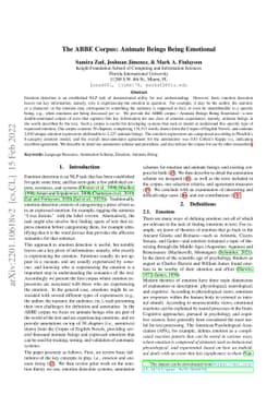 The ABBE Corpus: Animate Beings Being Emotional