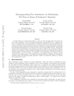 Strategyproofing Peer Assessment via Partitioning: The Price in Terms of
  Evaluators' Expertise