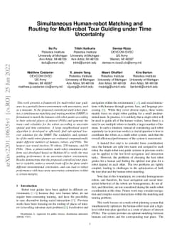 Simultaneous Human-robot Matching and Routing for Multi-robot Tour
  Guiding under Time Uncertainty