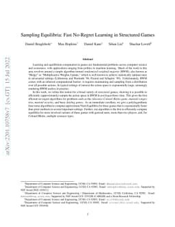 Sampling Equilibria: Fast No-Regret Learning in Structured Games