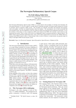 The Norwegian Parliamentary Speech Corpus