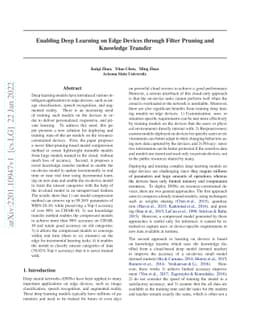 Enabling Deep Learning on Edge Devices through Filter Pruning and
  Knowledge Transfer