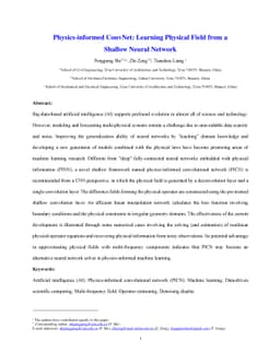 Physics-informed ConvNet: Learning Physical Field from a Shallow Neural
  Network