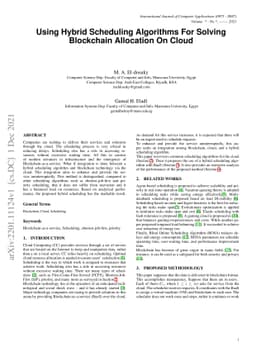 Using Hybrid Scheduling Algorithms for Solving Blockchain Allocation on
  Cloud