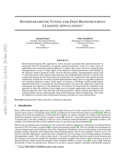Hyperparameter Tuning for Deep Reinforcement Learning Applications