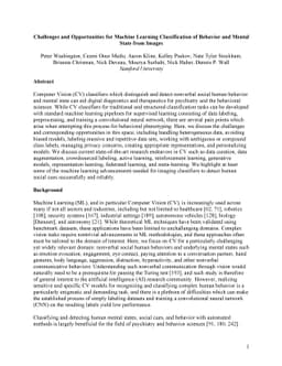 Challenges and Opportunities for Machine Learning Classification of
  Behavior and Mental State from Images