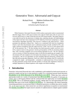 Generative Trees: Adversarial and Copycat