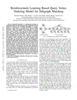 Reinforcement Learning Based Query Vertex Ordering Model for Subgraph
  Matching